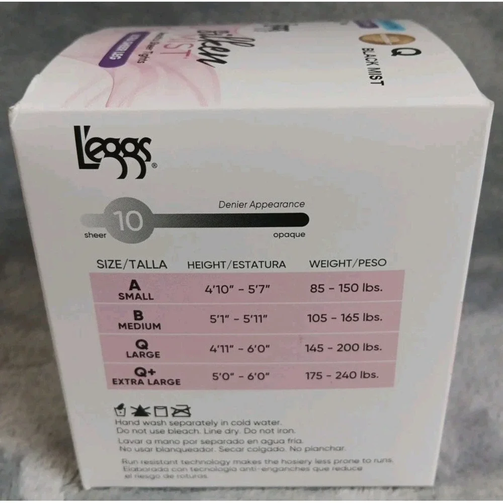 Leggs Silken Mist Tights Q Black Mist Control Top Ultra Sheer Run Resist 2 Pairs